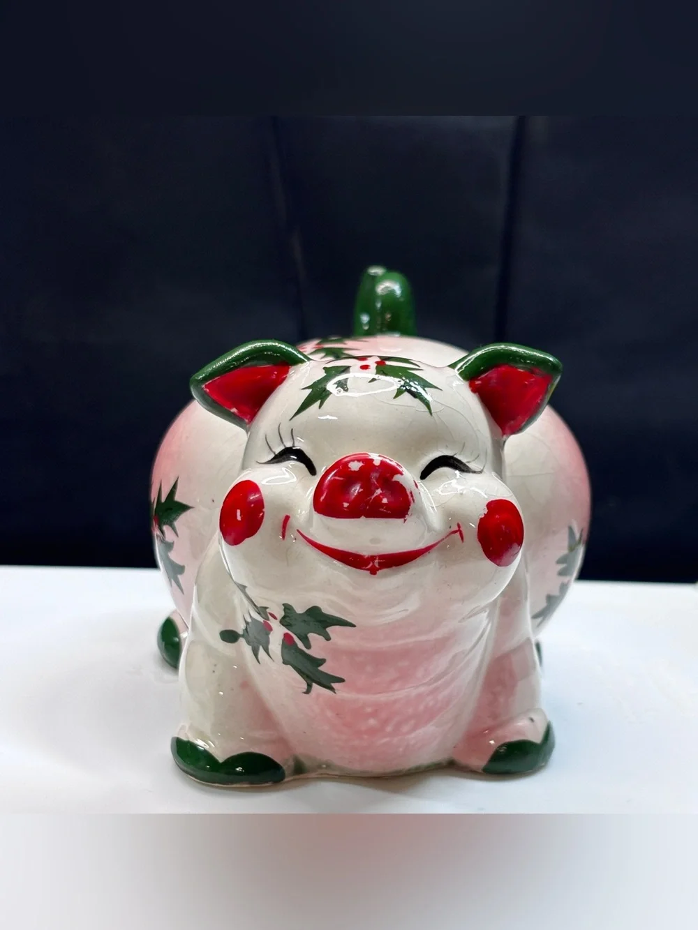 Vintage KREISS & CO Christmas Piggy Bank Figurine 1960s Japan Retro MCM Pink - Picture 2 of 14
